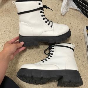 White combat boots